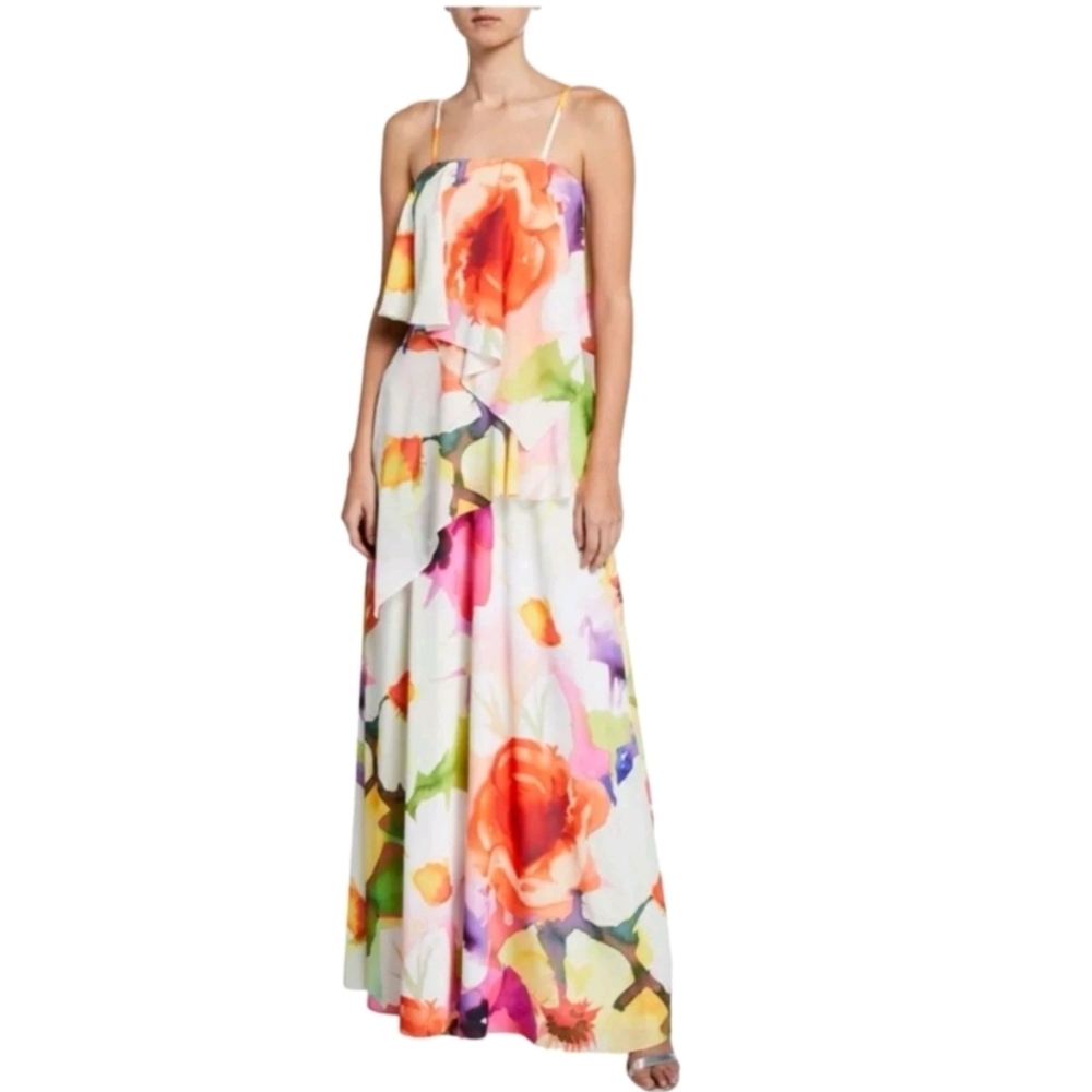 Josie Natori Eden Tiered Sleeveless Maxi Dress
